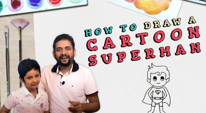 Superman Cartoon : बच्चों के लिए एक कार्टून सुपरमैन कैसे draw करें | How to draw SuperMan for Kids