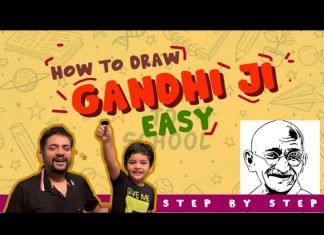 Gandhi Ji for easy step by step गाँधी जी की आसान सी स्टेप Drawing | How to draw Gandhi ji easily & step by step by KidsFunLearnClub