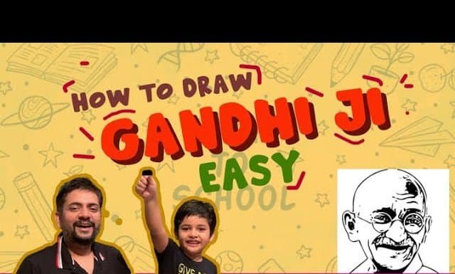 Gandhi Ji for easy step by step गाँधी जी की आसान सी स्टेप Drawing | How to draw Gandhi ji easily & step by step by KidsFunLearnClub