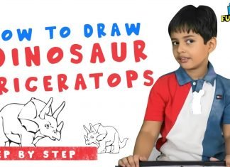 How to Draw a Dinosaur Triceratops – Coloring Pages for Kids to learn colors With Parikshet