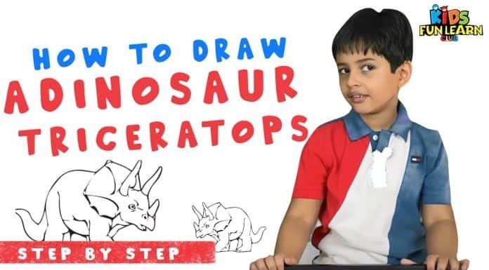 How to Draw a Dinosaur Triceratops – Coloring Pages for Kids to learn colors With Parikshet