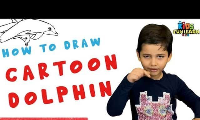 How to Draw a Cartoon Dolphin with Parikshet and Kids Fun Learn Club