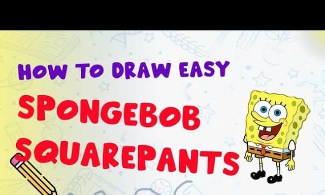 How to draw easy Spongebob Squarepants with KidsFunLearnClub | Drawing Tutorials for Kids