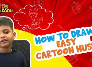 How to Draw easy Cartoon Husky step by step for Kids| Drawing Tutorials for Kids!