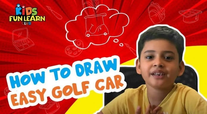 How to Draw easy Golf Car step by step for Kids| Drawing Tutorials for Kids!