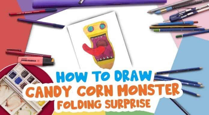 How to draw folding surprise candy corn monsterHow to Draw easy Candy Corn Monster step by step for Kids| Folding Surprise!