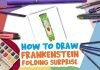 How to Draw easy Frankenstein step by step for Kids | Folding Surprise!