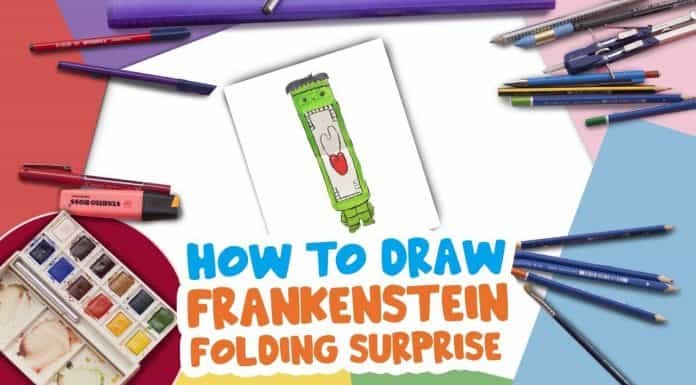 How to Draw easy Frankenstein step by step for Kids | Folding Surprise!