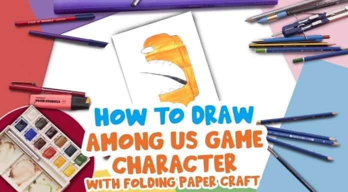 How to Draw AMONG US Game character with Folding Paper Craft easily | Drawing Tutorial for Kids