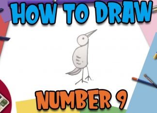 How to Draw easy Pigeon with Number 9 step by step for Kids| Simple Drawing Tutorials!