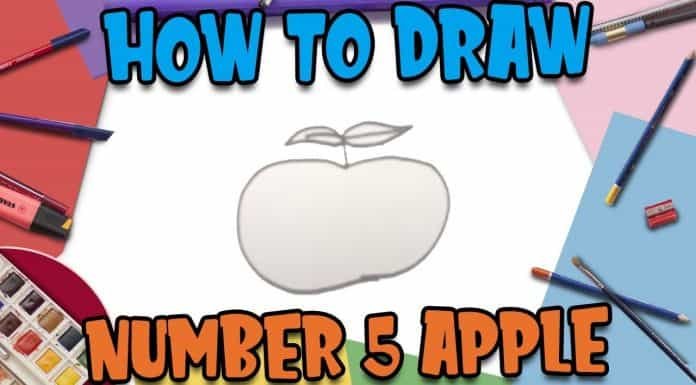 How to Draw easy Apple with Number 5 step by step for Kids| Simple Drawing Tutorials!