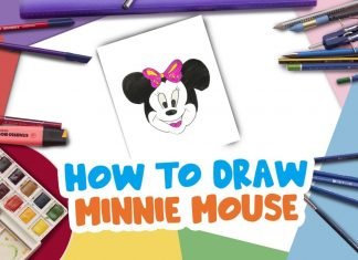 How to draw minnie mouse for kids step by step