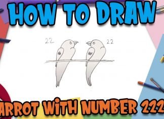 How to Draw easy Parrot with Number 2222 step by step for Kids | Simple Drawing Tutorials!