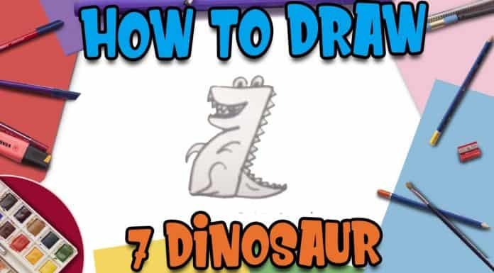 How to Draw easy Dinosaur with Number 7 step by step for Kids| Simple Drawing Tutorials!