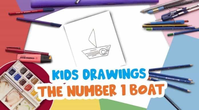 Easy step Kids drawings with the number 1 Boat
