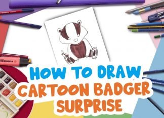 How to Draw a Cartoon Badger surprise easily and step by step | Drawing Tutorials for Kids