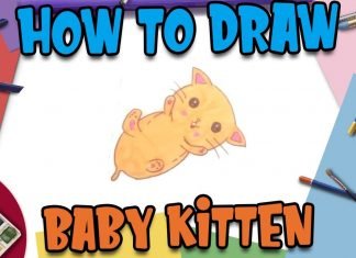 How to Draw easy Baby Kitten step by step for Kids| Drawing Tutorials for Kids!