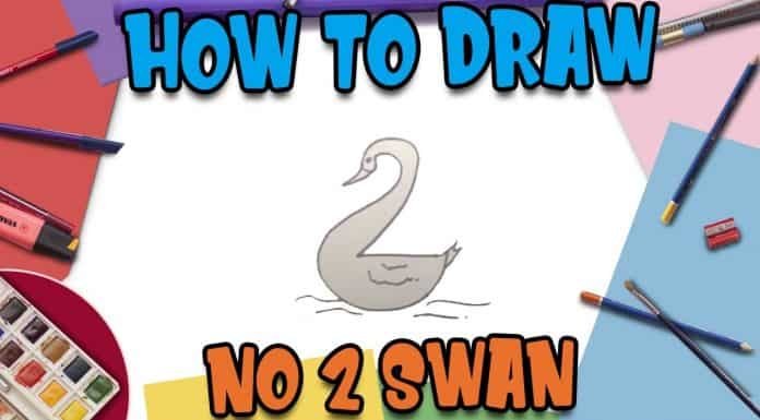 Easy kids step by step drawing with no 2 swan