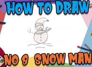 Easy Drawing for kids Step by step Number 8 Snow Man