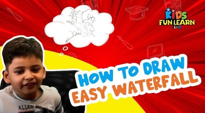 How to Draw easy Waterfall step by step for Kids| Drawing Tutorials for Kids!