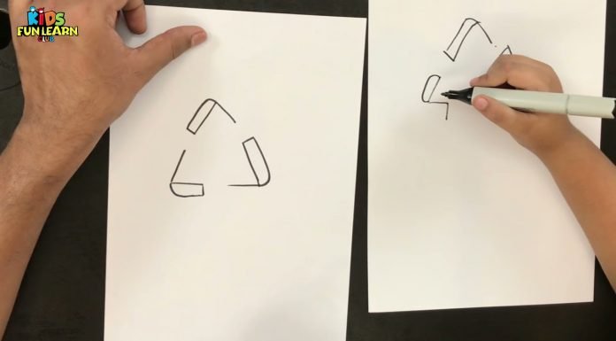 How to Draw Recycle Symbol step by step | Drawing Tutorials with KidsFunLearnClub and Parikshet