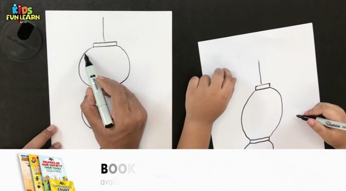 How to draw Chinese Lantern step by step tutorial for Kids | Easy Drawing Tutorials with Parikshet