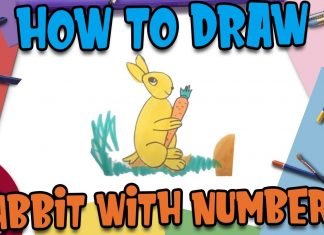 How to Draw easy Rabbit with Number 3 step by step for Kids | Simple Drawing Tutorials!