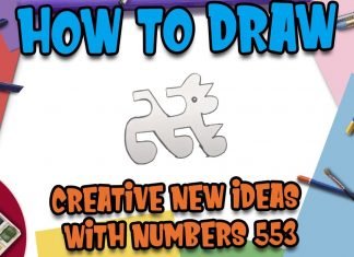 How to Draw easy Dog with Number 553 step by step for Kids | Simple Drawing Tutorials!