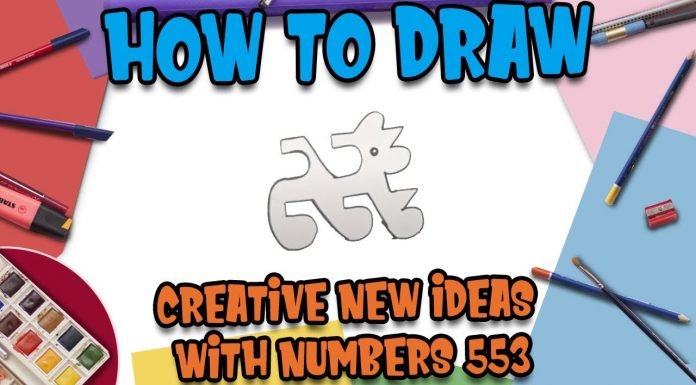 How to Draw easy Dog with Number 553 step by step for Kids | Simple Drawing Tutorials!
