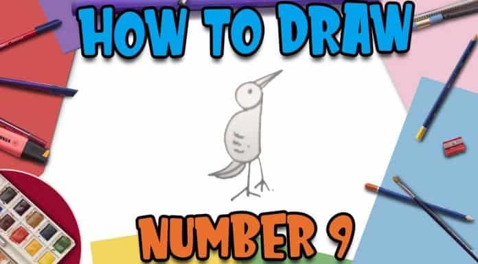 Easy Drawing for Kids step by step with Number 9