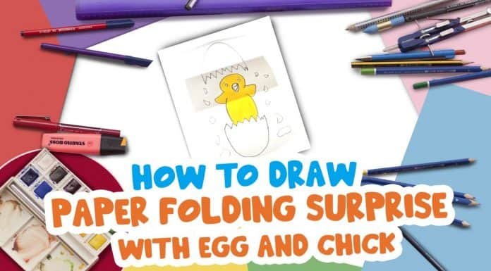 How to Draw a Paper Folding Surprise with egg and chick step by step | Drawing Tutorials for Kids