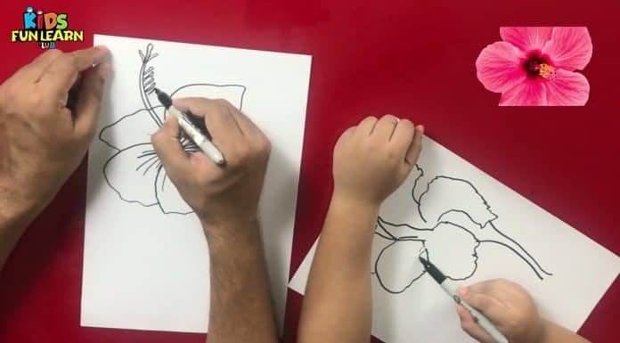 How to Draw easy Hibiscus step by step for Kids | Drawing Tutorials for Kids!