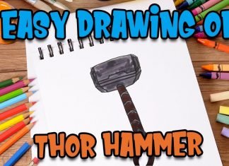 Easy drawing of Thor’s hammer for kids – drawing easy step by step