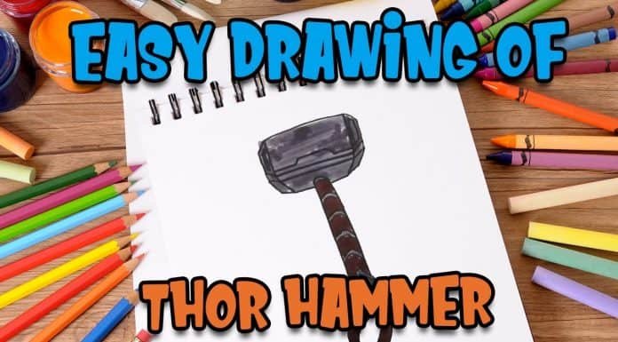 Easy drawing of Thor’s hammer for kids – drawing easy step by step