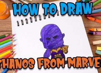 How to draw Thanos from from Marvel – super heroes by Kids fun learn club