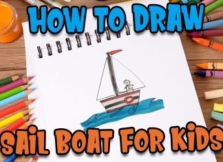 How to draw sail boat for kids with Kids Fun Learn Club