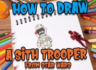 How to Draw a Sith trooper from Star Wars with Kids Fun Learn Club