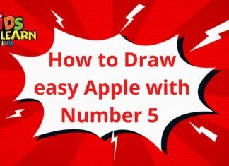 Easy step drawing for kids of number 5 apple How to Draw easy Apple? with Number 5 step by step for Kids| Simple Drawing Tutorials!