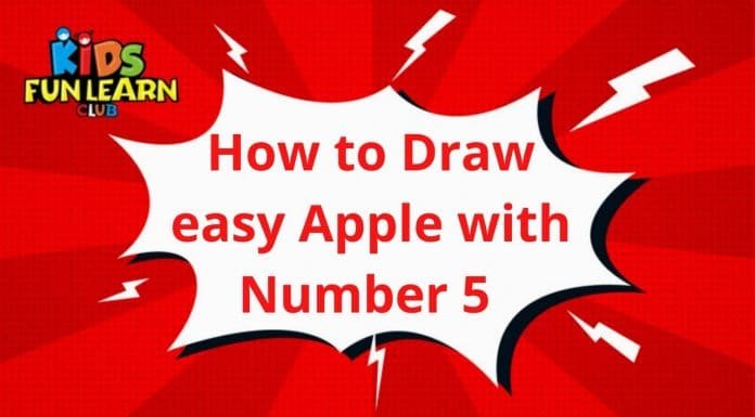 Easy step drawing for kids of number 5 apple How to Draw easy Apple? with Number 5 step by step for Kids| Simple Drawing Tutorials!
