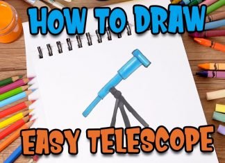 How to Draw easy Telescope step by step for Kids | Drawing Tutorials for Kids!