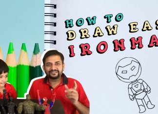 IRON MAN Drawing : बच्चों के लिए आसान IRON MAN कैसे बनाएं