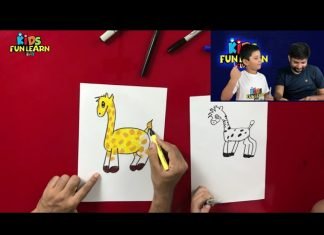 How to Draw easy Cartoon Giraffe step by step for Kids | Drawing Tutorials for Kids!