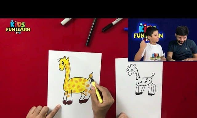How to Draw easy Cartoon Giraffe step by step for Kids | Drawing Tutorials for Kids!