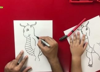 How to Draw easy Dragonite step by step for Kids| Drawing Tutorials for Kids!