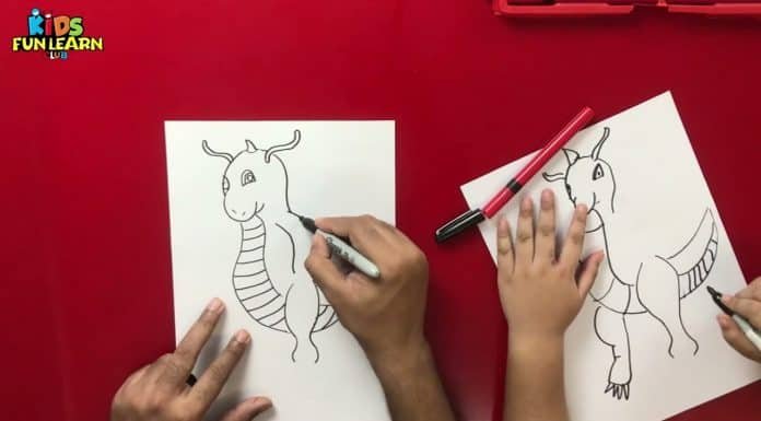 How to Draw easy Dragonite step by step for Kids| Drawing Tutorials for Kids!