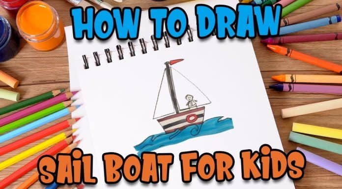 How to draw sail boat for kids with Kids Fun Learn Club draw