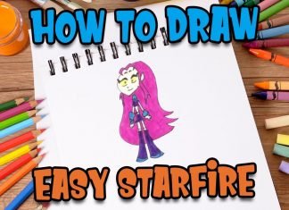 How to Draw easy Starfire Face step by step for Kids #shorts