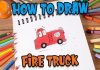 How to Draw easy Fire Truck step by step for Kids #shorts