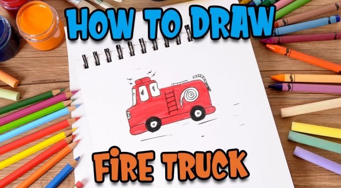How to Draw easy Fire Truck step by step for Kids #shorts