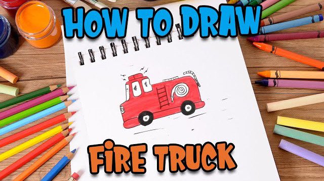 How to Draw easy Fire Truck step by step for Kids